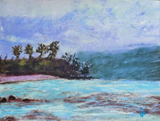 Brumes de mer Tableau aux pastels secs