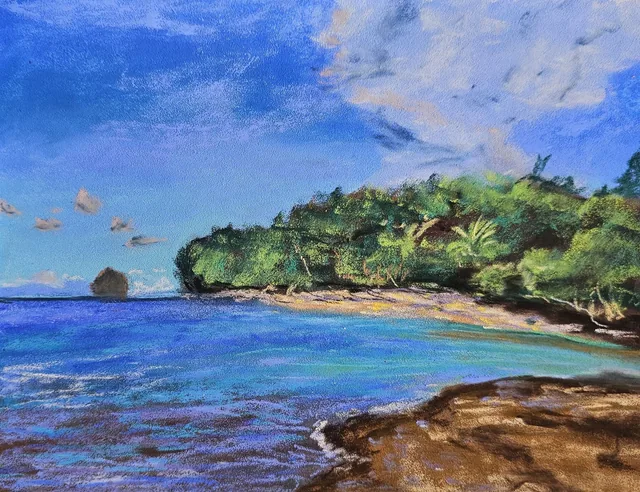 Chant de plage Tableau aux pastels secs