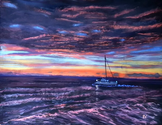 Départ en couleurs Tableau aux pastels secs