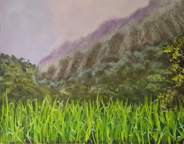 Val de brumes Tableau aux pastels secs