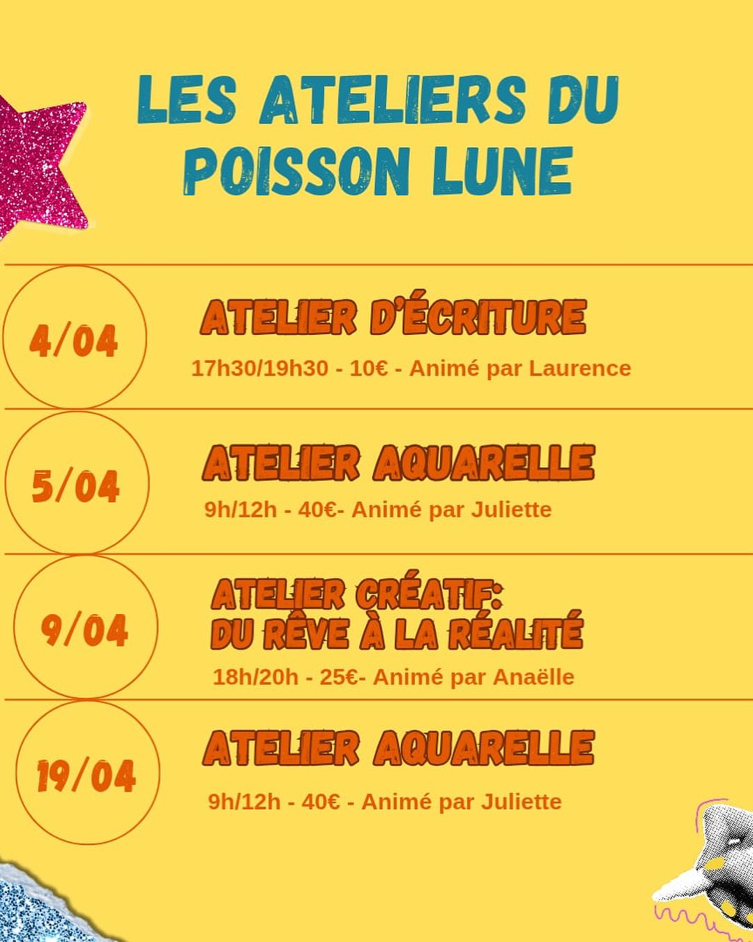Les Ateliers du Poisson Lune - Avril